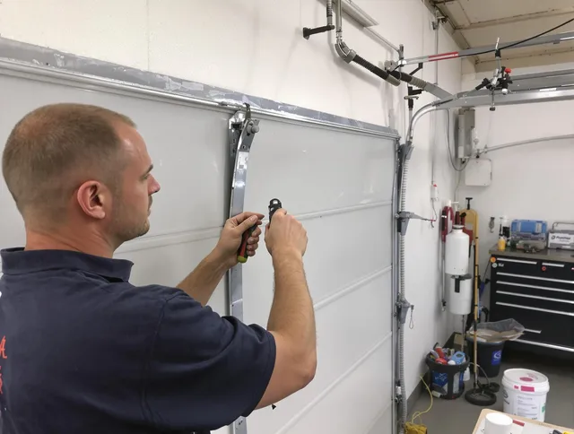 Before and after garage door dent repair by Ipswich Garage Door Repair in Ipswich