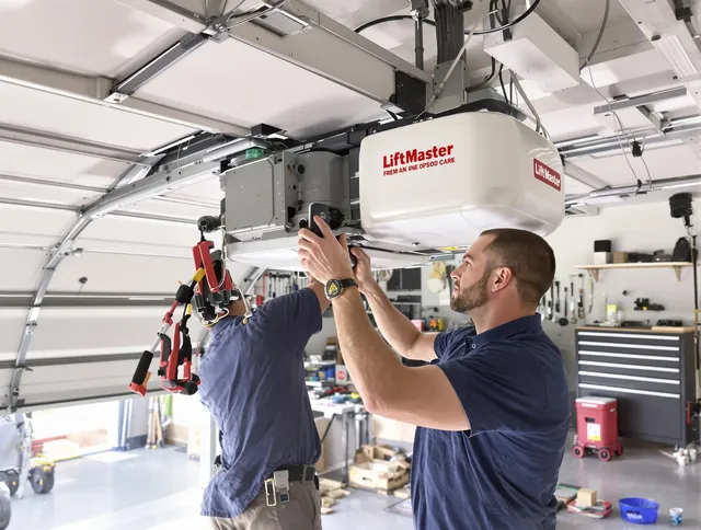 Ipswich Garage Door Repair technician performing advanced diagnostics on garage opener in Ipswich